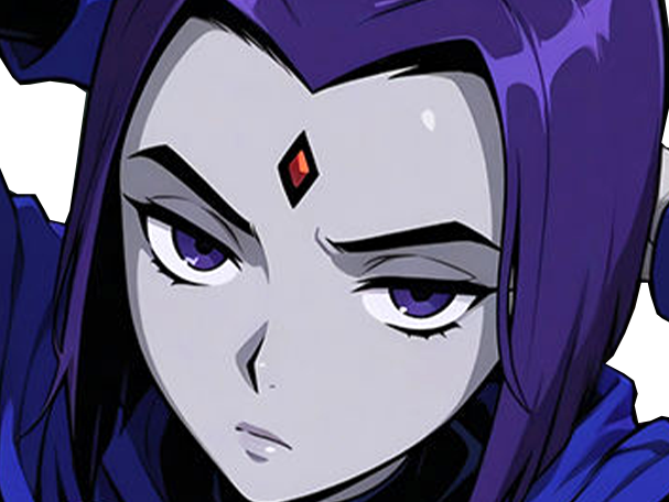 raven teen titans violet pourpre dc comics demi demone trichoporphyree indigo