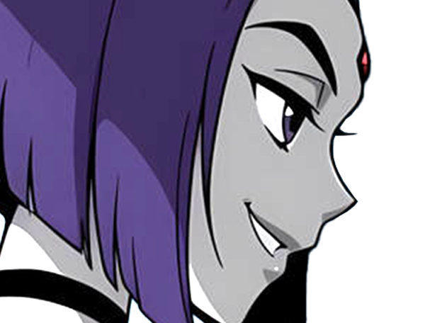 raven teen titans violet pourpre dc comics demi demone trichoporphyree indigo