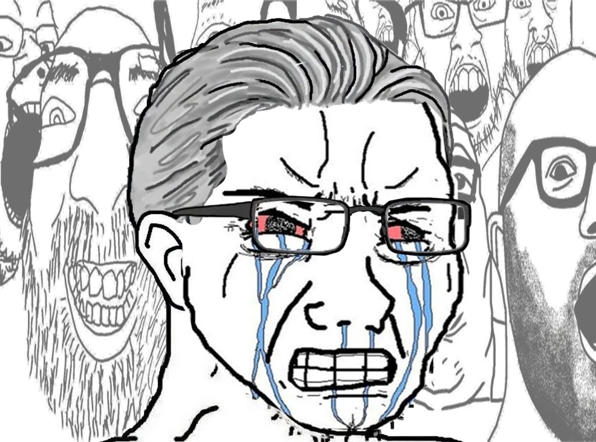 jean luc melenchon lfi larme chiale pleure gauchiste communiste rage wojak soyjak meme loser