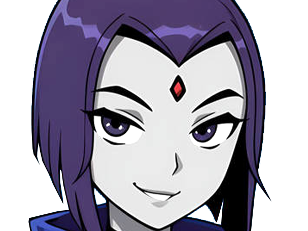 raven teen titans violet pourpre dc comics demi demone trichoporphyree indigo