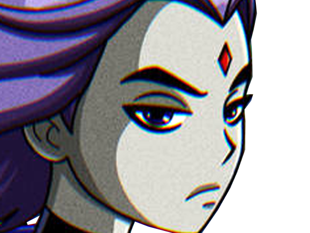 raven teen titans violet pourpre dc comics demi demone trichoporphyree indigo