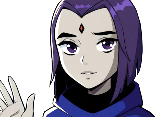 raven teen titans violet pourpre dc comics demi demone trichoporphyree indigo