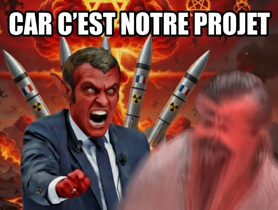 macron nuke poutine ww3 satan demon nucleaire ogive europe russie israel missile bombe ukraine guerre