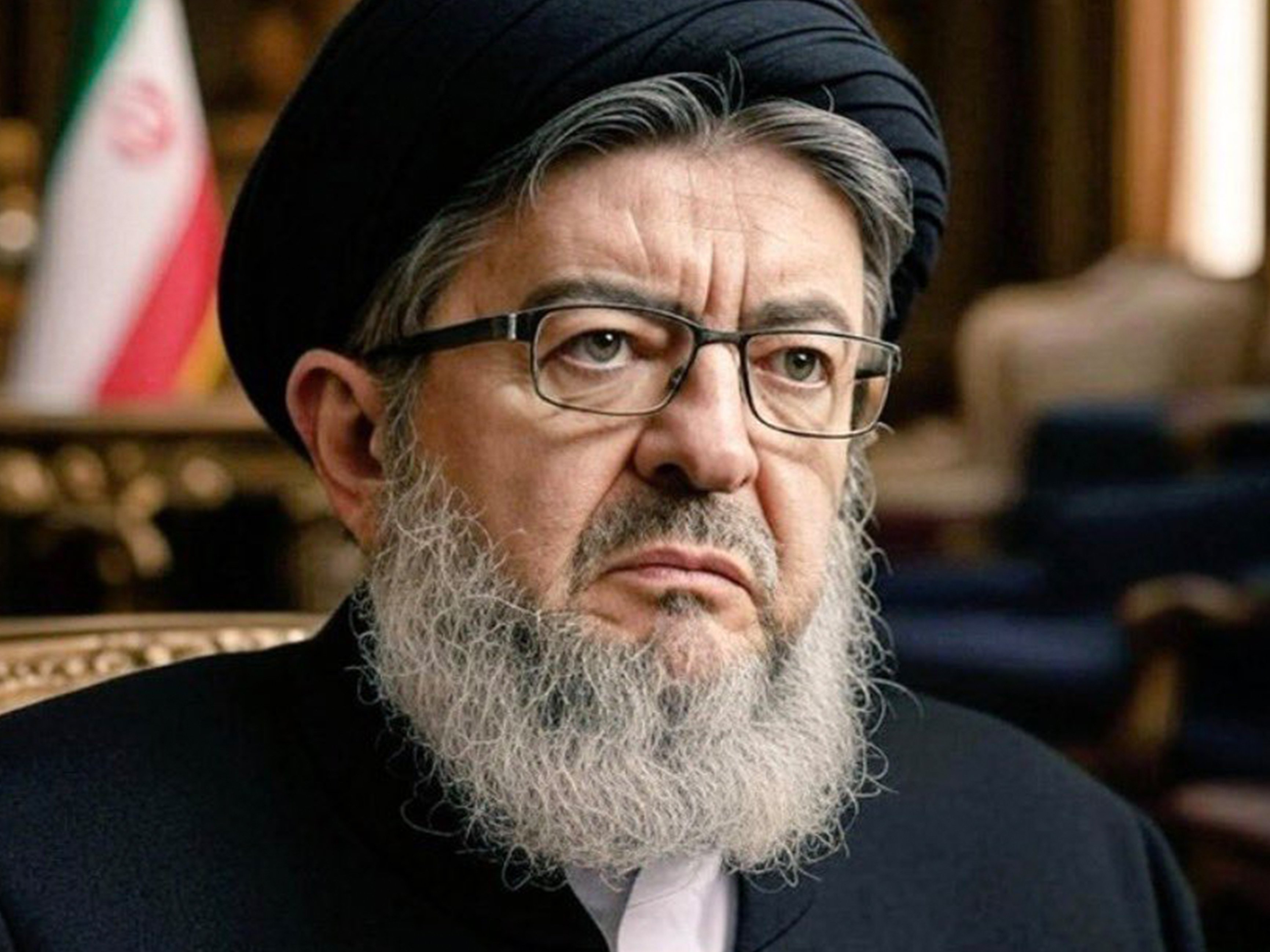 jean luc melenchon lfi insoumis barbu ayatollah mollah iran afghan afghanistan iranien islamiste