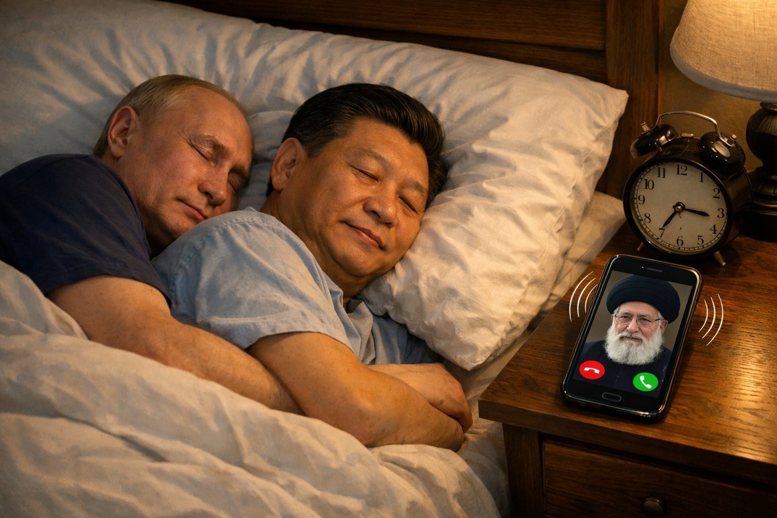 poutine xi mollah khamenei reveil lit dormir dorment ensemble kamini