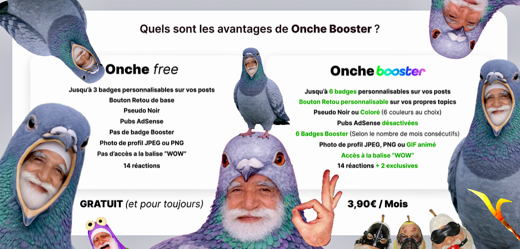 onche onch booster pigeon golem argent rat acheter mouton arnaque abonnement volutes poire piege premium