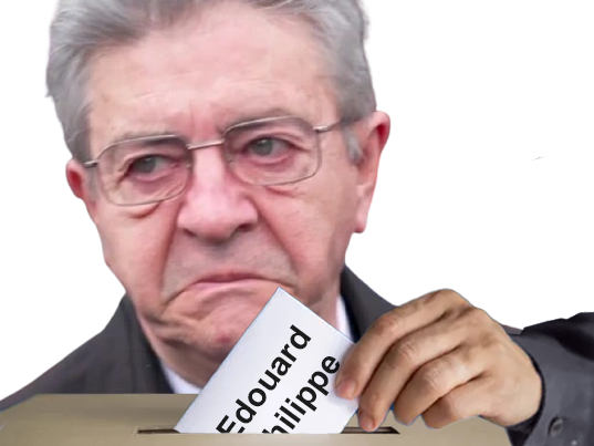 melenchon lfi castor cuck gaucho gauchiasse gauchiste edouard philippe vote bulletin urne soumis larme larmes