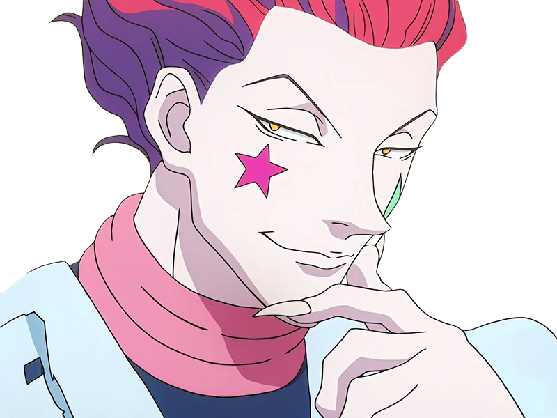 hisoka morow hunter x hunterxhunter anime manga cheveux-rouge yeux-jaunes clown magicien nen transformation assassin sociopathe