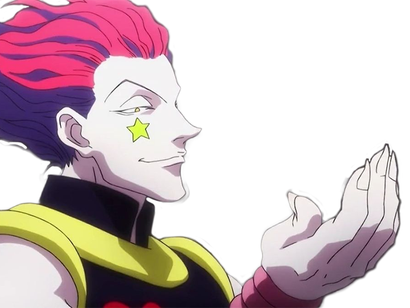 Sticker hisoka morow hunter x hunterxhunter anime manga cheveux rouge yeux jaunes clown magicien nen transformation assassin sociopathe par Dark-63