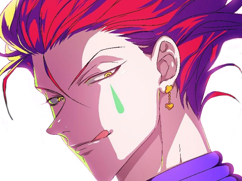hisoka morow hunter x hunterxhunter anime manga cheveux-rouge yeux-jaunes clown magicien nen transformation assassin sociopathe