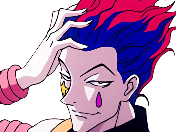 hisoka morow hunter x hunterxhunter anime manga cheveux-rouge yeux-jaunes clown magicien nen transformation assassin sociopathe