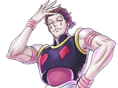 hisoka morow hunter x hunterxhunter anime manga cheveux-rouge yeux-jaunes clown magicien nen transformation assassin sociopathe