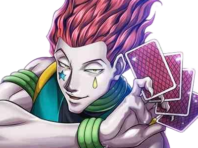 hisoka morow hunter x hunterxhunter anime manga cheveux-rouge yeux-jaunes clown magicien nen transformation assassin sociopathe