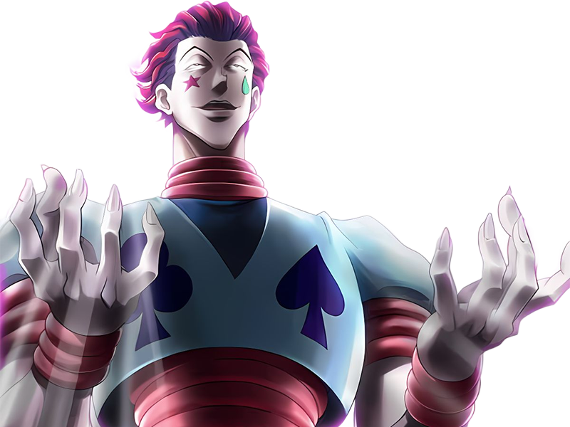 hisoka morow hunter x hunterxhunter anime manga cheveux-rouge yeux-jaunes clown magicien nen transformation assassin sociopathe
