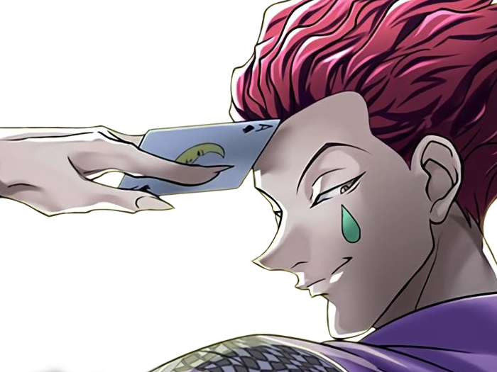 hisoka morow hunter x hunterxhunter anime manga cheveux-rouge yeux-jaunes clown magicien nen transformation assassin sociopathe