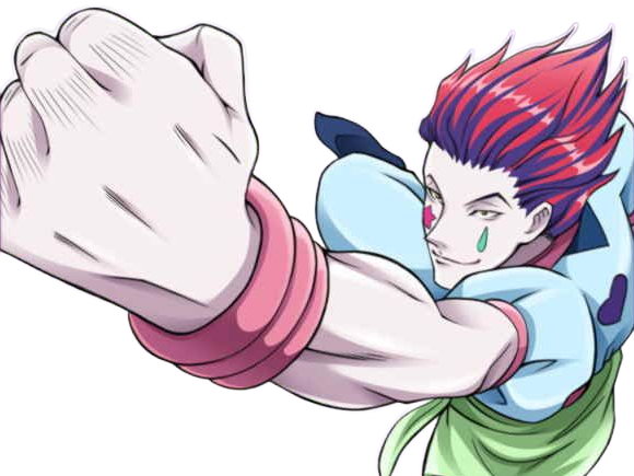hisoka morow hunter x hunterxhunter anime manga cheveux-rouge yeux-jaunes clown magicien nen transformation assassin sociopathe
