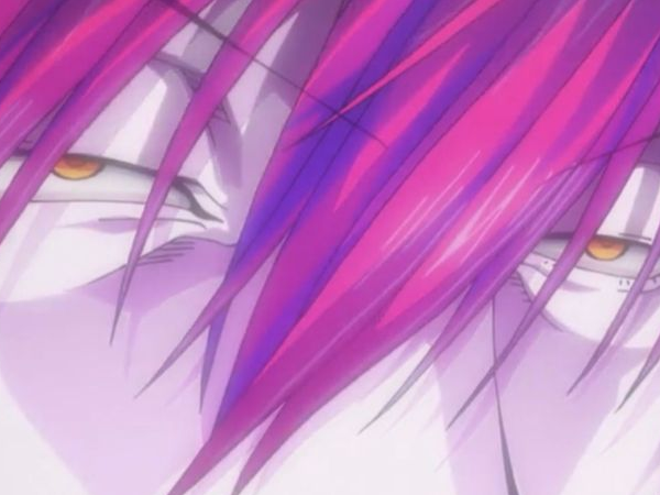 hisoka morow hunter x hunterxhunter anime manga cheveux-rouge yeux-jaunes clown magicien nen transformation assassin sociopathe