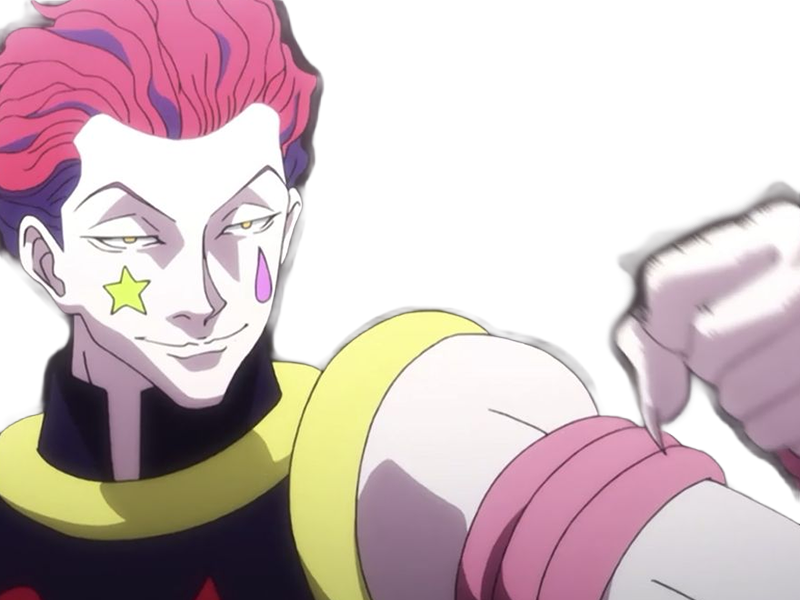 hisoka morow hunter x hunterxhunter anime manga cheveux-rouge yeux-jaunes clown magicien nen transformation assassin sociopathe