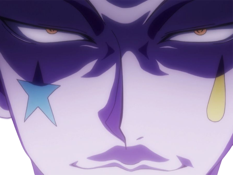 hisoka morow hunter x hunterxhunter anime manga cheveux-rouge yeux-jaunes clown magicien nen transformation assassin sociopathe