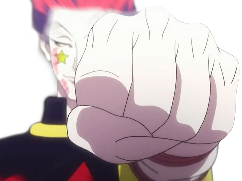 Sticker hisoka morow hunter x hunterxhunter anime manga cheveux rouge yeux jaunes clown magicien nen transformation assassin sociopathe par Dark-63