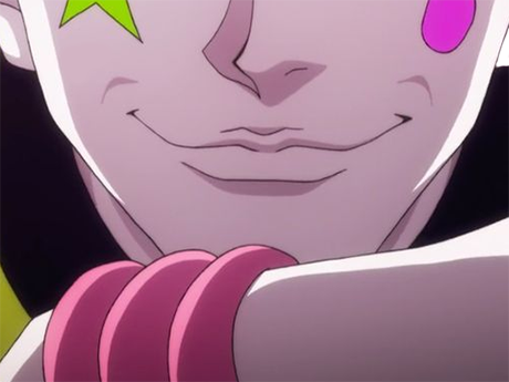 hisoka morow hunter x hunterxhunter anime manga cheveux-rouge yeux-jaunes clown magicien nen transformation assassin sociopathe