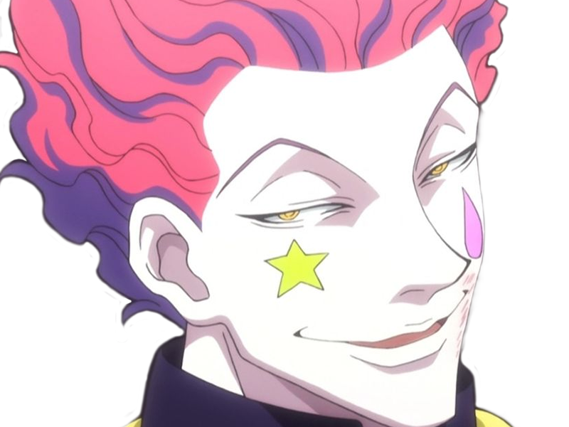 Sticker hisoka morow hunter x hunterxhunter anime manga cheveux rouge yeux jaunes clown magicien nen transformation assassin sociopathe par Dark-63
