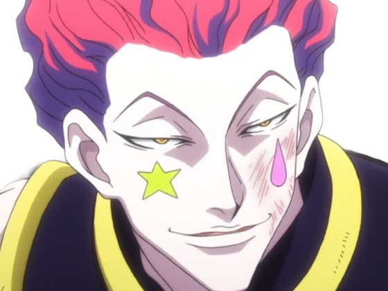 Sticker hisoka morow hunter x hunterxhunter anime manga cheveux rouge yeux jaunes clown magicien nen transformation assassin sociopathe par Dark-63