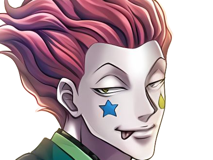Sticker hisoka morow hunter x hunterxhunter anime manga cheveux rouge yeux jaunes clown magicien nen transformation assassin sociopathe par Dark-63