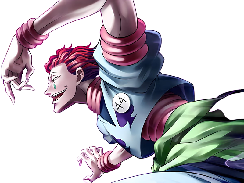 Sticker hisoka morow hunter x hunterxhunter anime manga cheveux rouge yeux jaunes clown magicien nen transformation assassin sociopathe par Dark-63