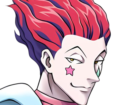 Sticker hisoka morow hunter x hunterxhunter anime manga cheveux rouge yeux jaunes clown magicien nen transformation assassin sociopathe par Dark-63