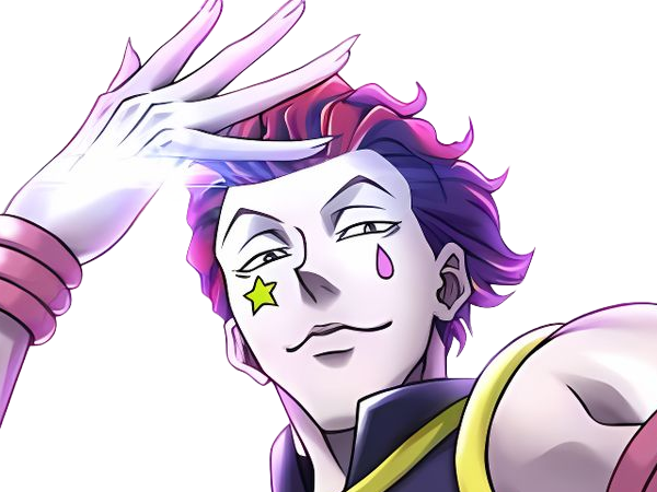Sticker hisoka morow hunter x hunterxhunter anime manga cheveux rouge yeux jaunes clown magicien nen transformation assassin sociopathe par Dark-63