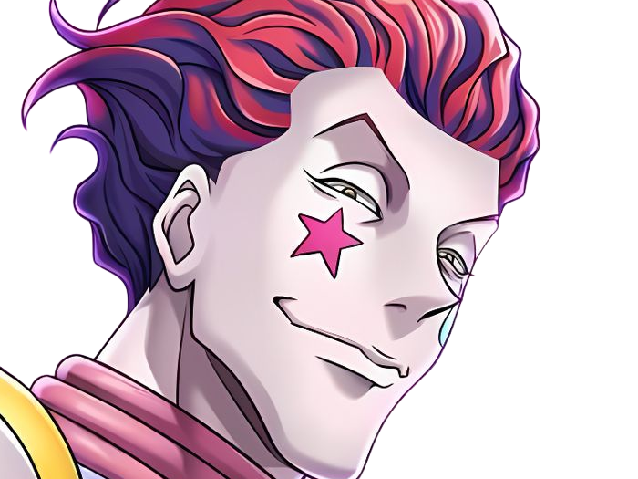 Sticker hisoka morow hunter x hunterxhunter anime manga cheveux rouge yeux jaunes clown magicien nen transformation assassin sociopathe par Dark-63