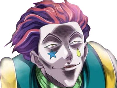 Sticker hisoka morow hunter x hunterxhunter anime manga cheveux rouge yeux jaunes clown magicien nen transformation assassin sociopathe par Dark-63