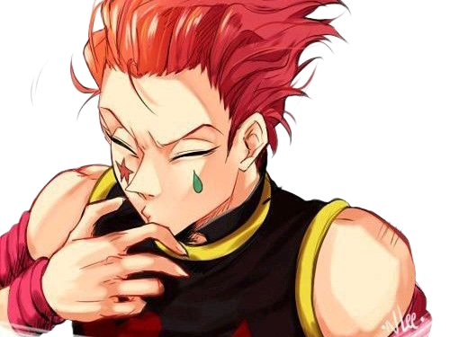 Sticker hisoka morow hunter x hunterxhunter anime manga cheveux rouge yeux jaunes clown magicien nen transformation assassin sociopathe par Dark-63