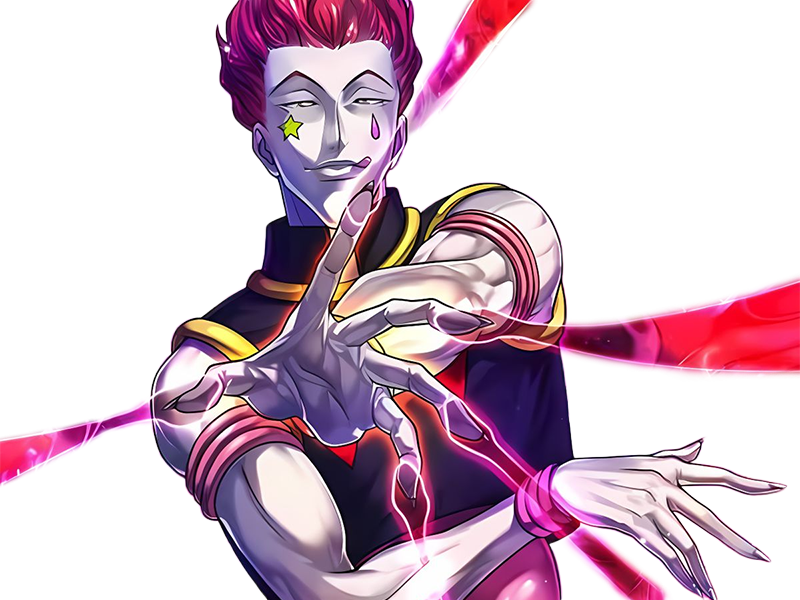 Sticker hisoka morow hunter x hunterxhunter anime manga cheveux rouge yeux jaunes clown magicien nen transformation assassin sociopathe par Dark-63
