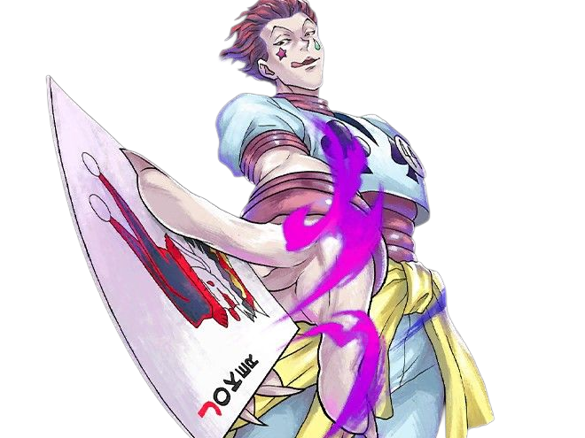 Sticker hisoka morow hunter x hunterxhunter anime manga cheveux rouge yeux jaunes clown magicien nen transformation assassin sociopathe par Dark-63