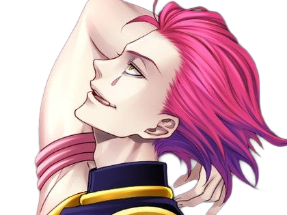 Sticker hisoka morow hunter x hunterxhunter anime manga cheveux rouge yeux jaunes clown magicien nen transformation assassin sociopathe par Dark-63