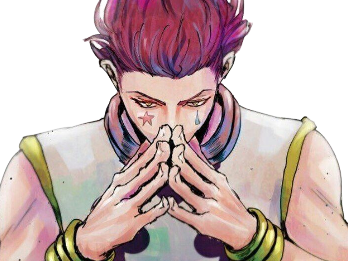 Sticker hisoka morow hunter x hunterxhunter anime manga cheveux rouge yeux jaunes clown magicien nen transformation assassin sociopathe par Dark-63