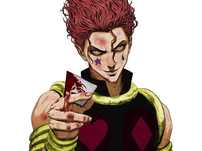 Sticker hisoka morow hunter x hunterxhunter anime manga cheveux rouge yeux jaunes clown magicien nen transformation assassin sociopathe par Dark-63