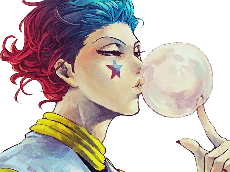 Sticker hisoka morow hunter x hunterxhunter anime manga cheveux rouge yeux jaunes clown magicien nen transformation assassin sociopathe par Dark-63