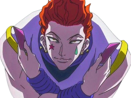 hisoka morow hunter x hunterxhunter anime manga cheveux-rouge yeux-jaunes clown magicien nen transformation assassin sociopathe