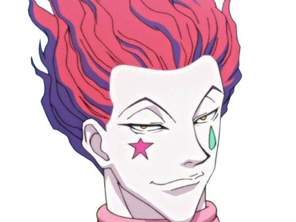 Sticker hisoka morow hunter x hunterxhunter anime manga cheveux rouge yeux jaunes clown magicien nen transformation assassin sociopathe par Dark-63