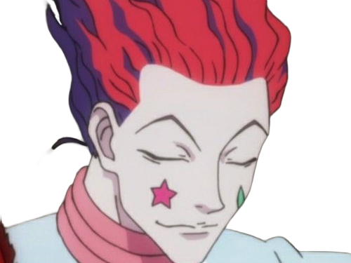 Sticker hisoka morow hunter x hunterxhunter anime manga cheveux rouge yeux jaunes clown magicien nen transformation assassin sociopathe par Dark-63