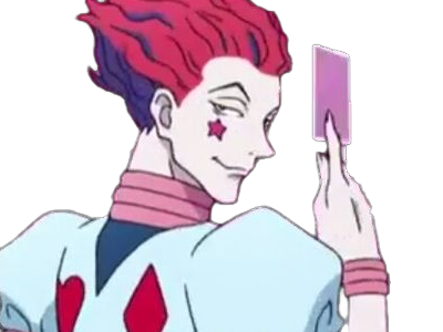 Sticker hisoka morow hunter x hunterxhunter anime manga cheveux rouge yeux jaunes clown magicien nen transformation assassin sociopathe par Dark-63