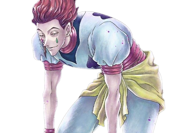 Sticker hisoka morow hunter x hunterxhunter anime manga cheveux rouge yeux jaunes clown magicien nen transformation assassin sociopathe par Dark-63