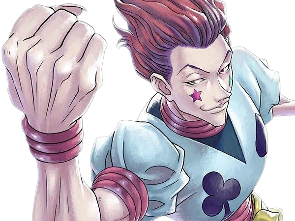 hisoka morow hunter x hunterxhunter anime manga cheveux-rouge yeux-jaunes clown magicien nen transformation assassin sociopathe