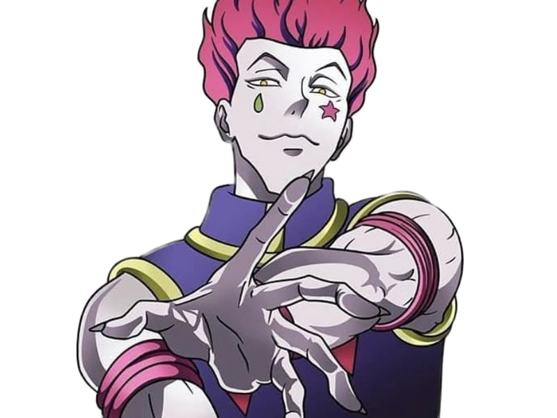 Sticker hisoka morow hunter x hunterxhunter anime manga cheveux rouge yeux jaunes clown magicien nen transformation assassin sociopathe par Dark-63