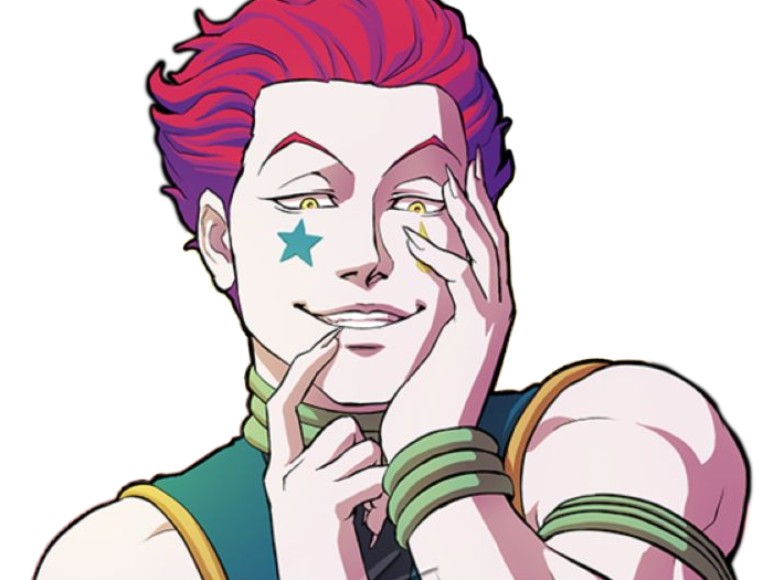 Sticker hisoka morow hunter x hunterxhunter anime manga cheveux rouge yeux jaunes clown magicien nen transformation assassin sociopathe par Dark-63