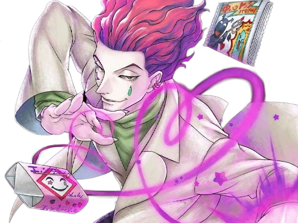 Sticker hisoka morow hunter x hunterxhunter anime manga cheveux rouge yeux jaunes clown magicien nen transformation assassin sociopathe par Dark-63