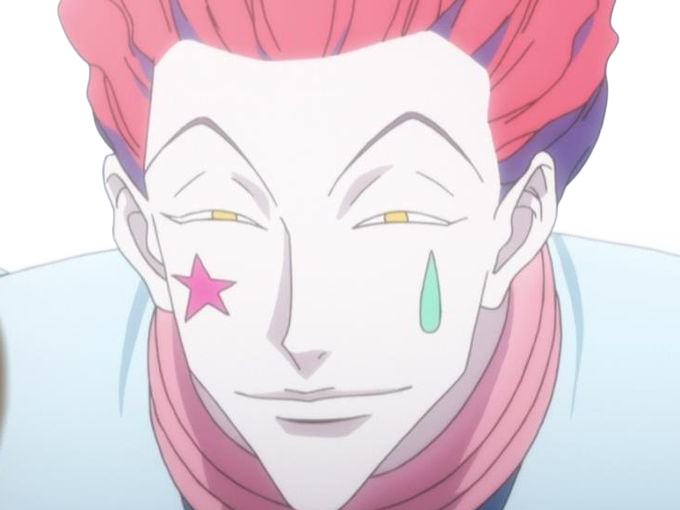 Sticker hisoka morow hunter x hunterxhunter anime manga cheveux rouge yeux jaunes clown magicien nen transformation assassin sociopathe par Dark-63